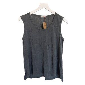 Hello Nite Charcoal Grey Burnout Star Tank Top Distressed Design